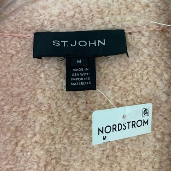 ST. JOHN XL Coat Light Weight Loop Knit Notch Collar Coat NWT Pink - Picture 3 of 4